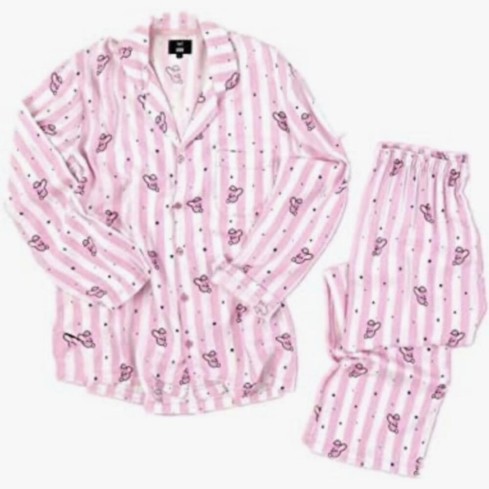 BT21 Cooky jungkook Hunt Pajama PJ set size medium/ rare pink and white collab